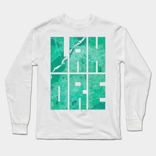 Lahore, Pakistan City Map Typography - Watercolor Long Sleeve T-Shirt